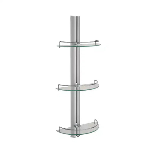 Three Tier Half Moon Glass Shelf Silver - Organize It All