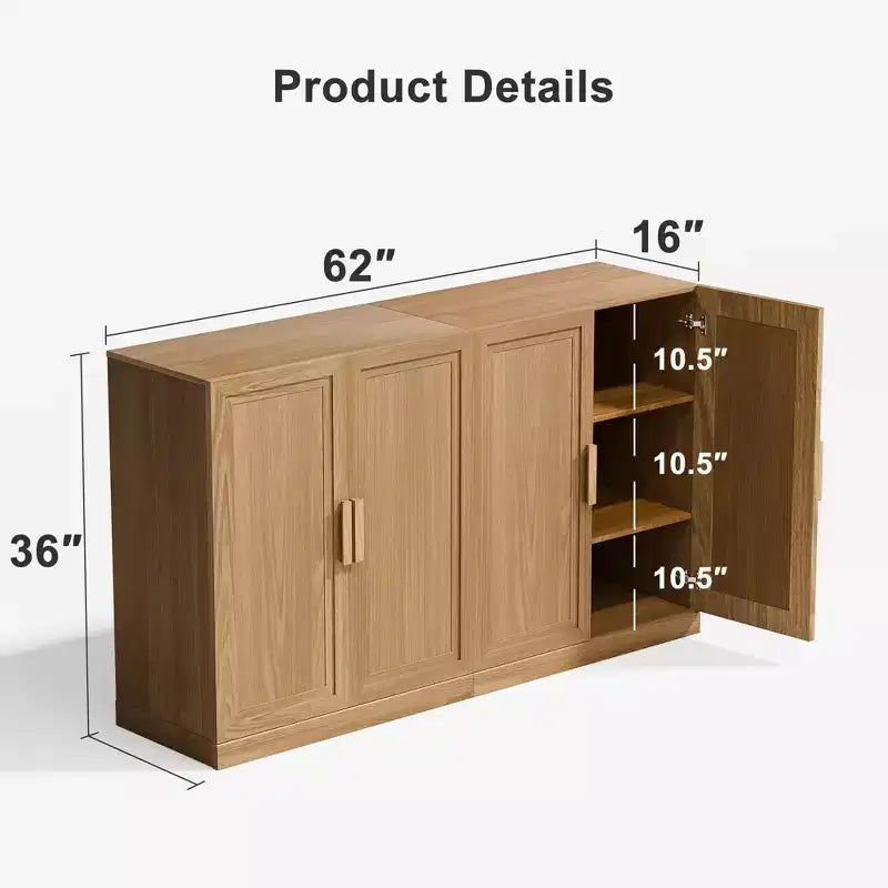 Armario de almacenamiento con puertas de vidrio de 72 pulgadas con estantes ajustables, negro
