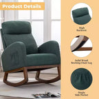 Sillón Balancín Tapizado con Patas de Madera y Bolsillo Lateral
