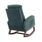 Sillón Balancín Tapizado con Patas de Madera y Bolsillo Lateral