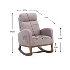 Sillón Balancín Tapizado con Patas de Madera y Bolsillo Lateral