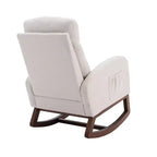 Sillón Balancín Tapizado con Patas de Madera y Bolsillo Lateral