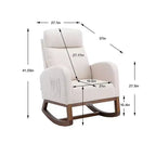 Sillón Balancín Tapizado con Patas de Madera y Bolsillo Lateral