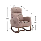 Sillón Balancín Tapizado con Patas de Madera y Bolsillo Lateral