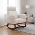 Okak Upholstered Rocking Accent Chair with Wood Legs & Side Pocket,Comfy Lounge Chair for Living Room,Bedroom