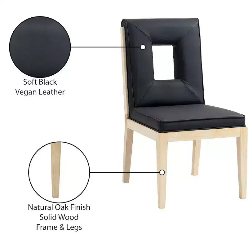 Sillas laterales de comedor de cuero vegano, juego de 2