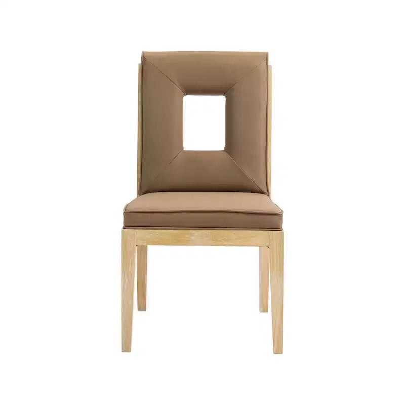 Sillas laterales de comedor de cuero vegano, juego de 2