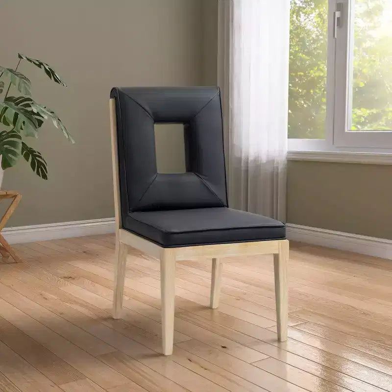 Sillas laterales de comedor de cuero vegano, juego de 2