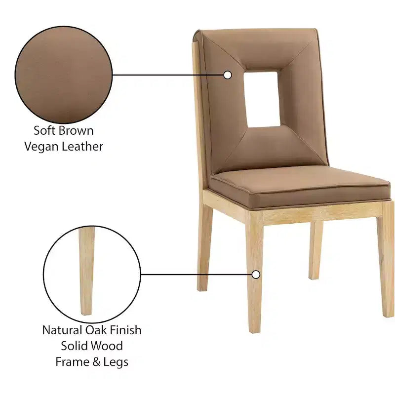 Sillas laterales de comedor de cuero vegano, juego de 2