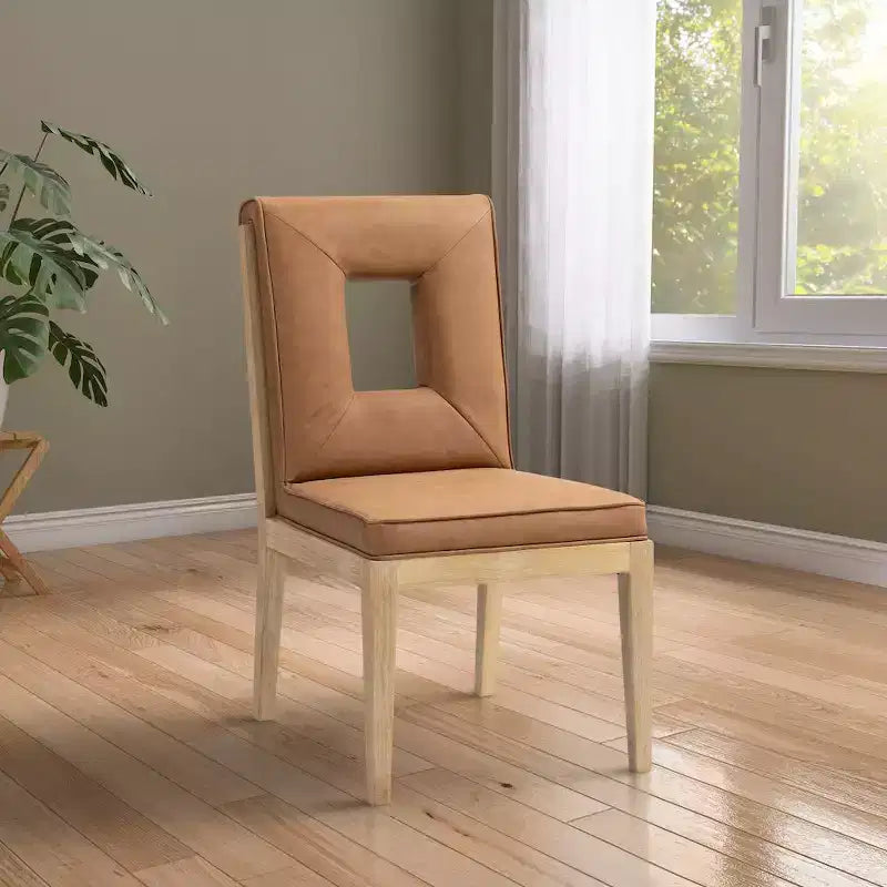Sillas laterales de comedor de cuero vegano, juego de 2