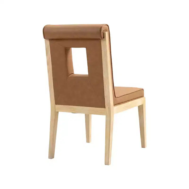 Sillas laterales de comedor de cuero vegano, juego de 2