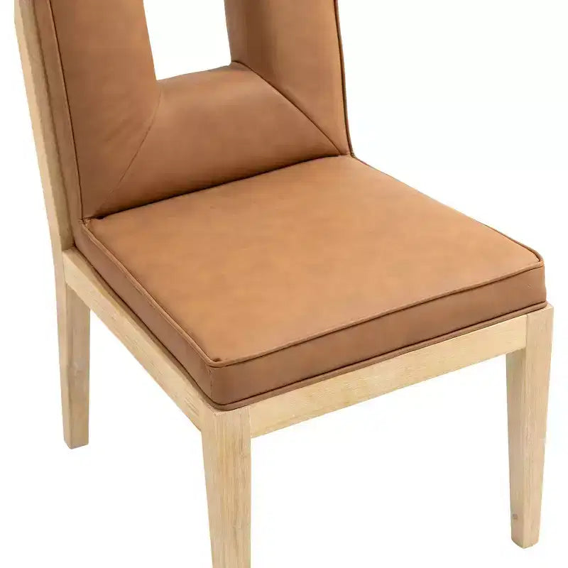 Sillas laterales de comedor de cuero vegano, juego de 2