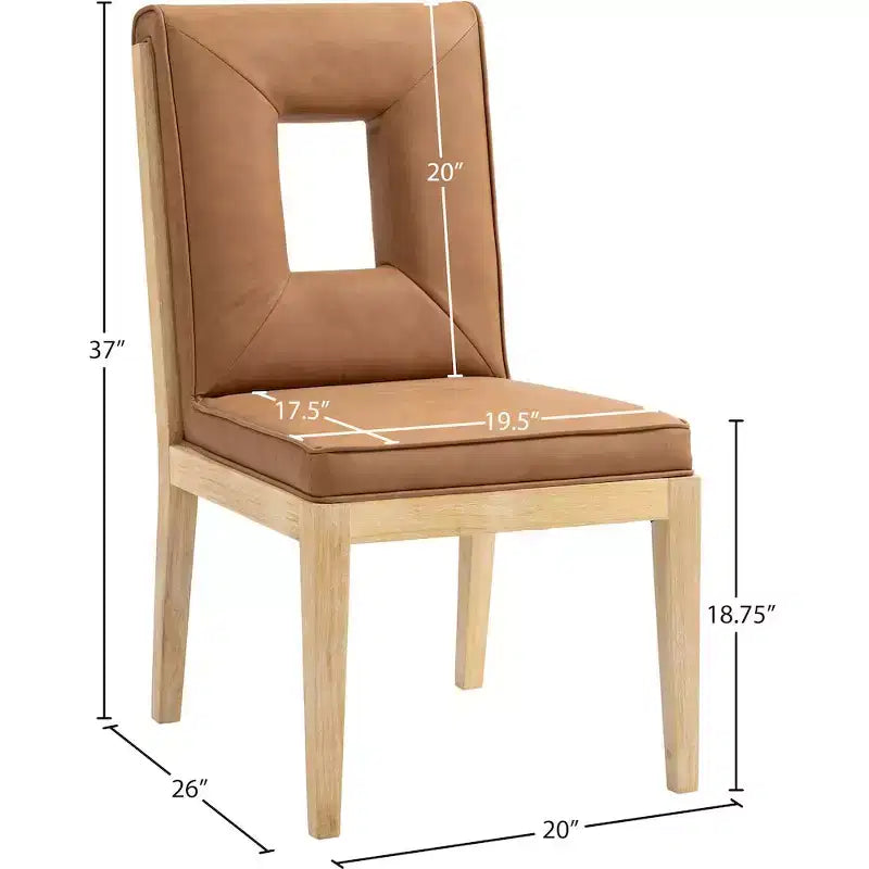 Sillas laterales de comedor de cuero vegano, juego de 2
