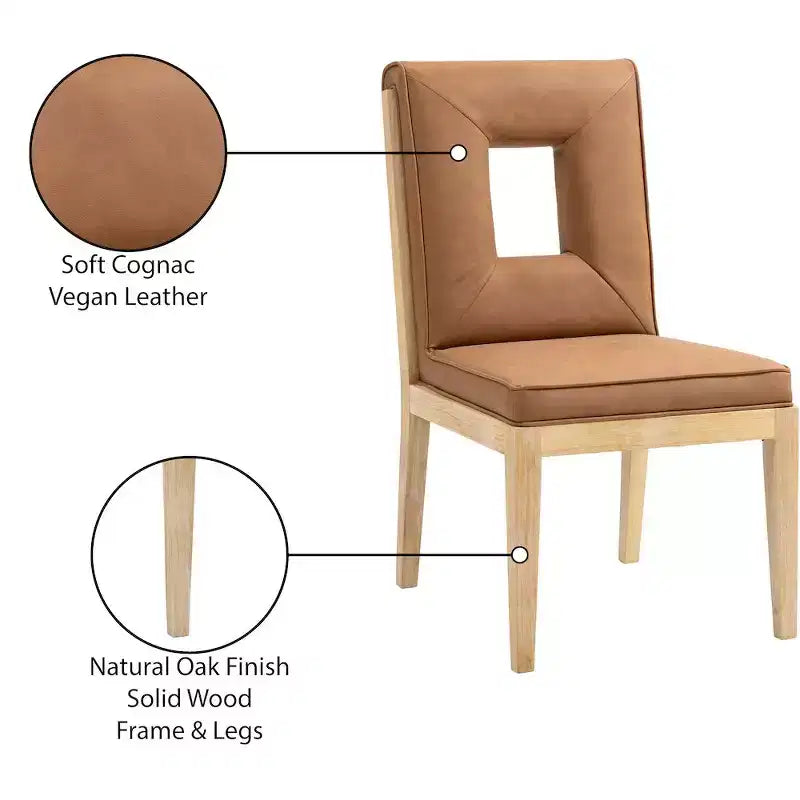 Sillas laterales de comedor de cuero vegano, juego de 2