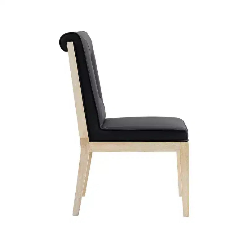 Sillas laterales de comedor de cuero vegano, juego de 2