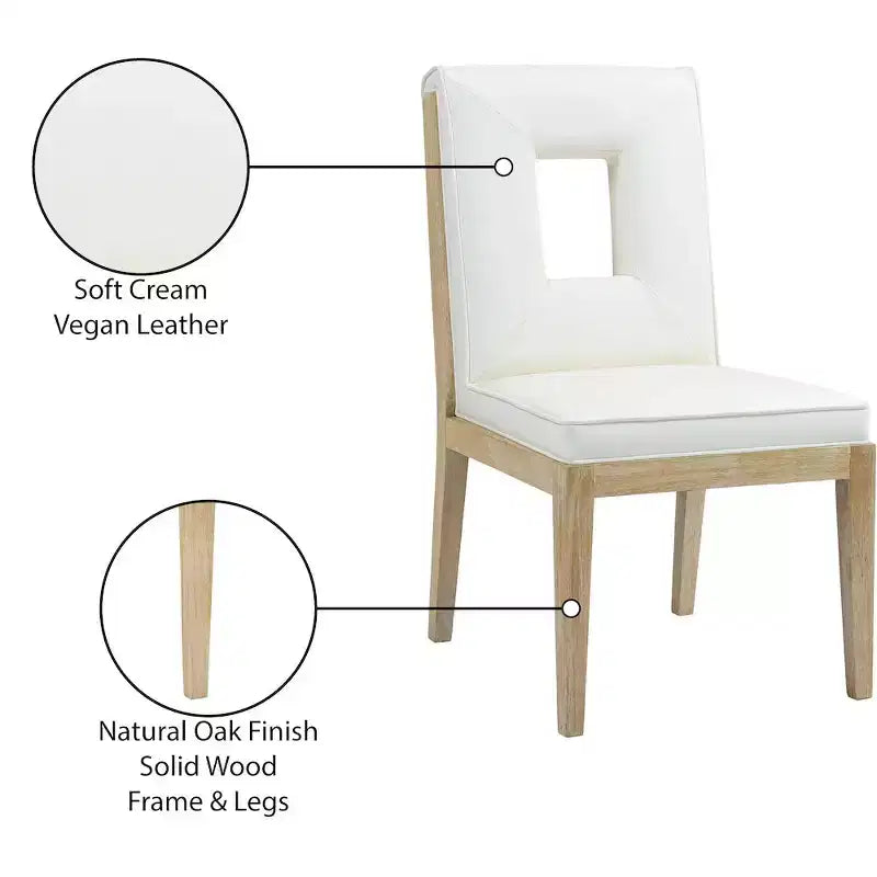 Sillas laterales de comedor de cuero vegano, juego de 2