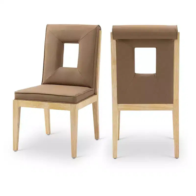Sillas laterales de comedor de cuero vegano, juego de 2