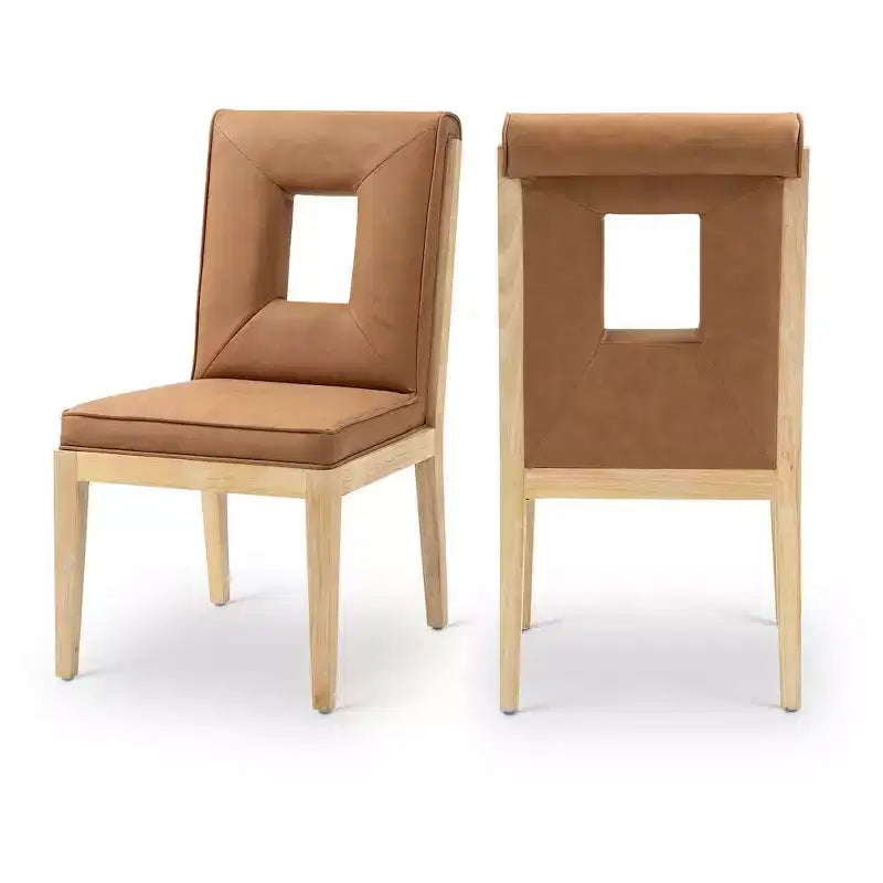 Sillas laterales de comedor de cuero vegano, juego de 2