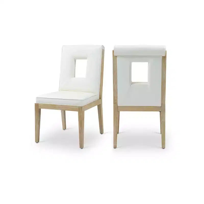 Sillas laterales de comedor de cuero vegano, juego de 2