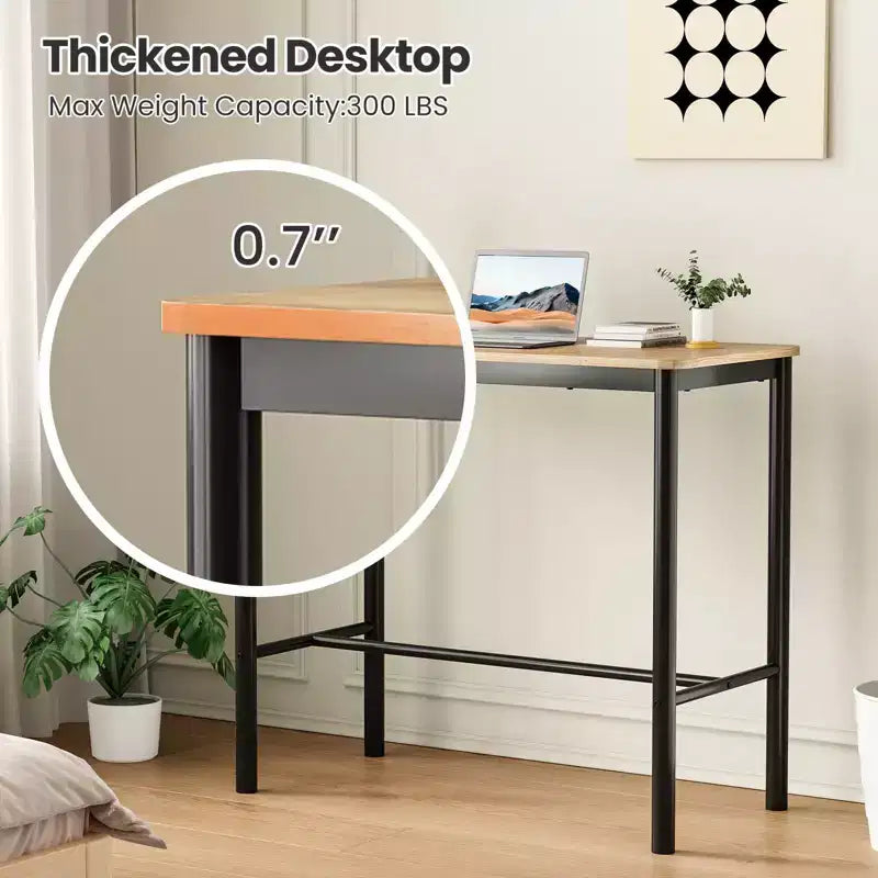 Mesa de bar de 47" de altura para mostrador con estructura metálica y tablero de madera