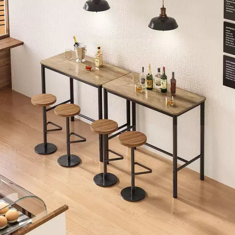 Mesa de bar de 47" de altura para mostrador con estructura metálica y tablero de madera