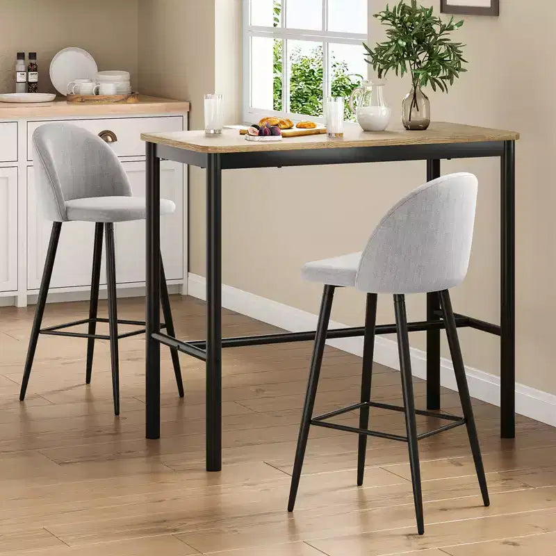 Mesa de bar de 47" de altura para mostrador con estructura metálica y tablero de madera