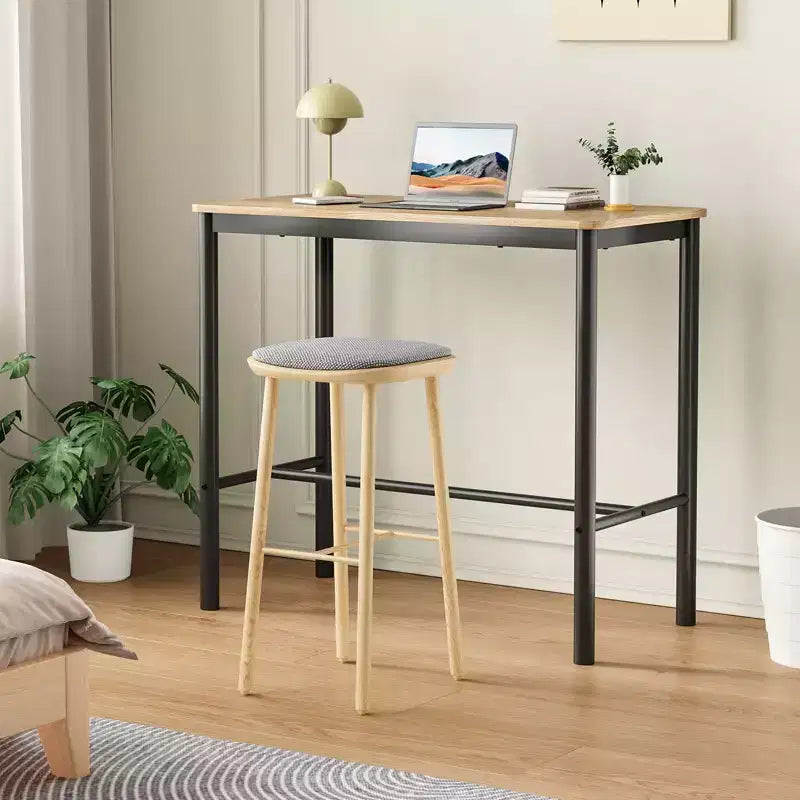 Mesa de bar de 47" de altura para mostrador con estructura metálica y tablero de madera