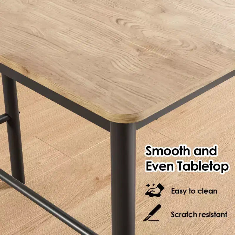 Mesa de bar de 47" de altura para mostrador con estructura metálica y tablero de madera