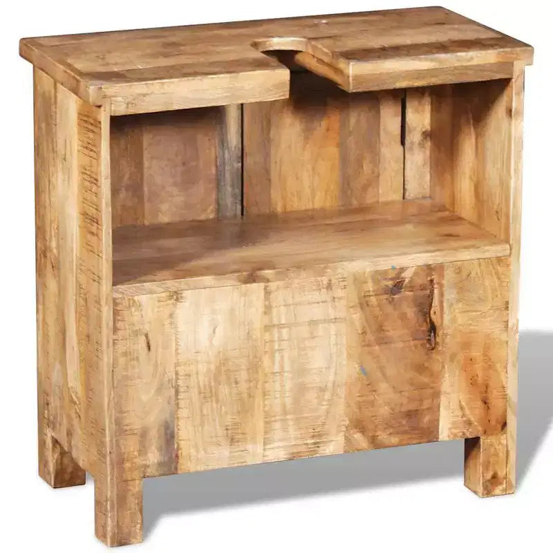 Juego de tocador para baño de madera de mango maciza con espejo