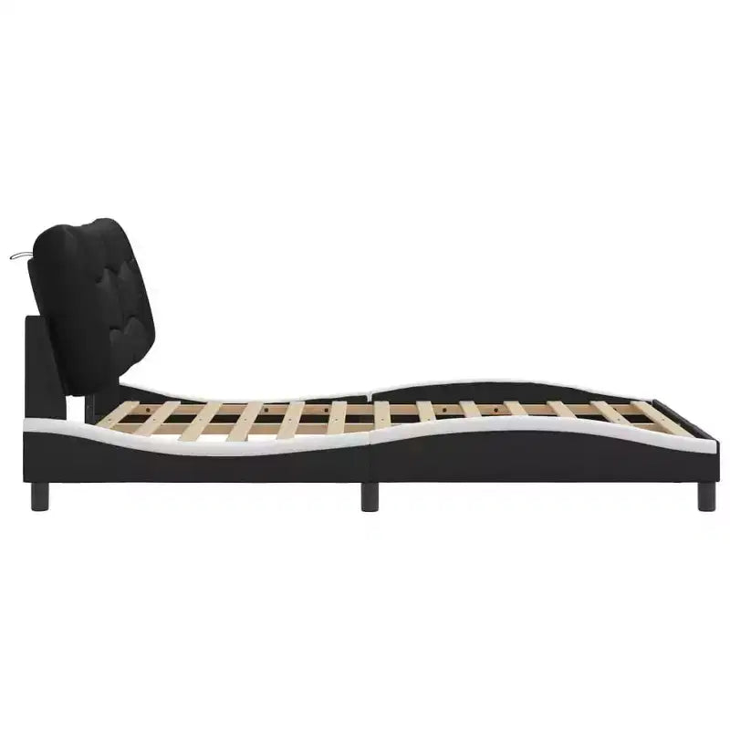 Marco de cama de plataforma matrimonial con iluminación LED y cabecera tapizada