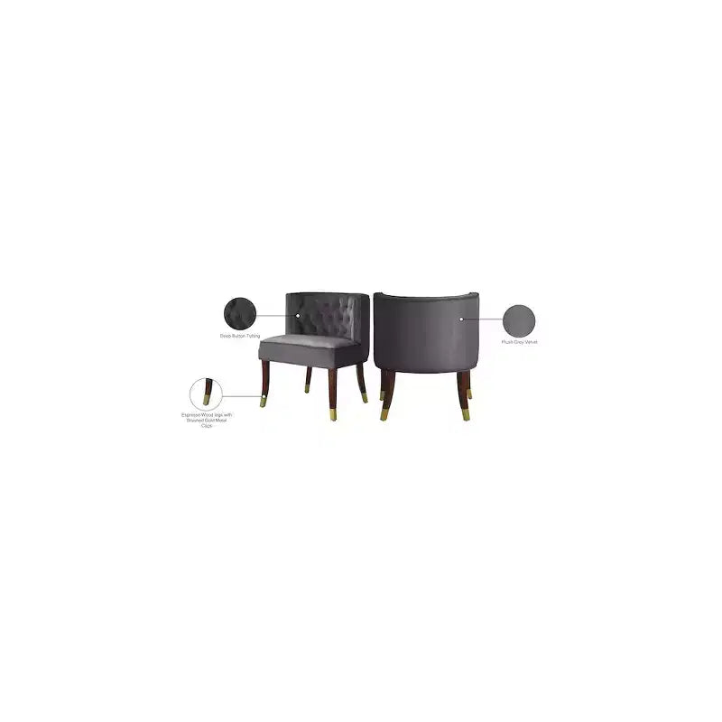 Sillas de comedor de terciopelo con respaldo capitoné, juego de 2