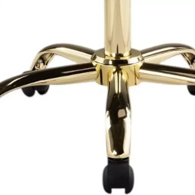 Silla de oficina giratoria ajustable de piel sintética blanca y dorada