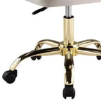 Silla de oficina giratoria ajustable de piel sintética blanca y dorada