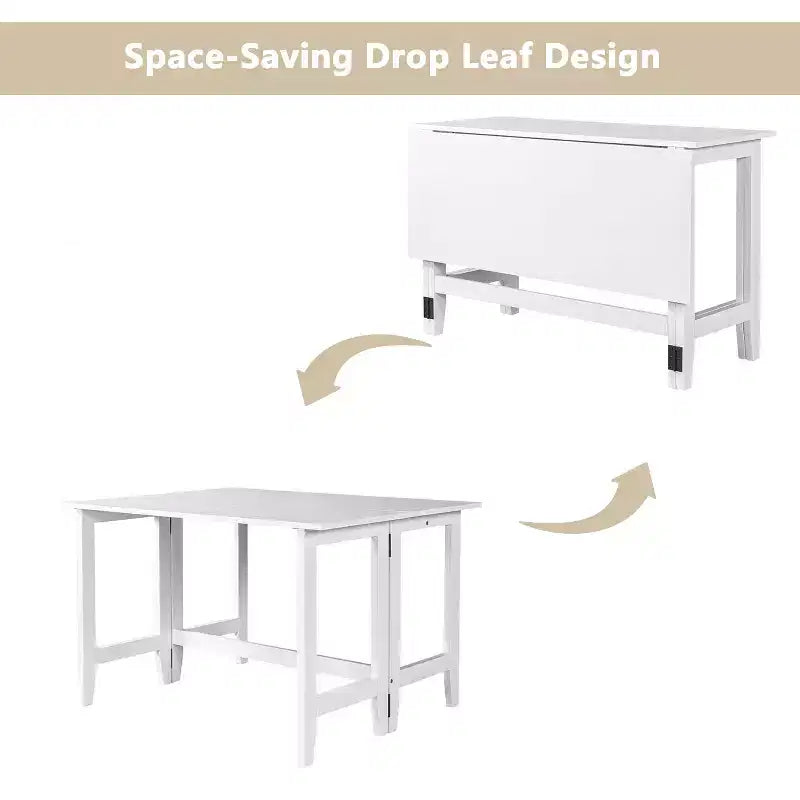 Mesa de comedor extensible con alas abatibles para espacios pequeños