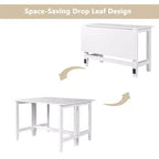 Mesa de comedor extensible con alas abatibles para espacios pequeños