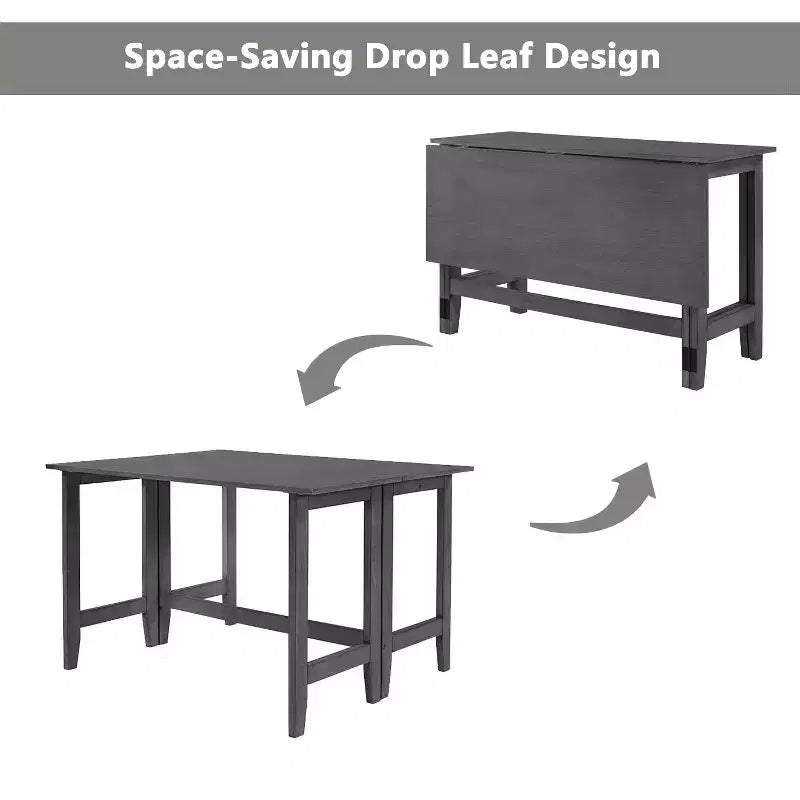 Mesa de comedor extensible con alas abatibles para espacios pequeños