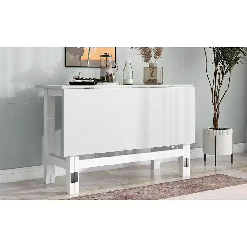 Mesa de comedor extensible con alas abatibles para espacios pequeños