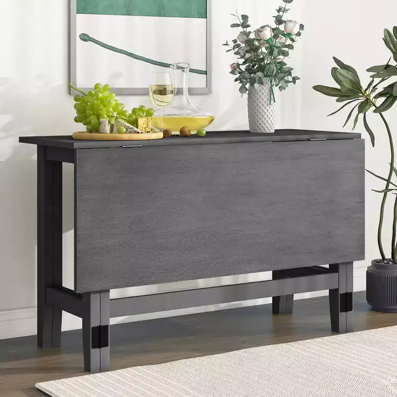 Mesa de comedor extensible con alas abatibles para espacios pequeños