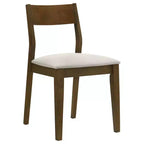 Silla de comedor tapizada con estructura de madera, marrón oscuro (juego de 2)