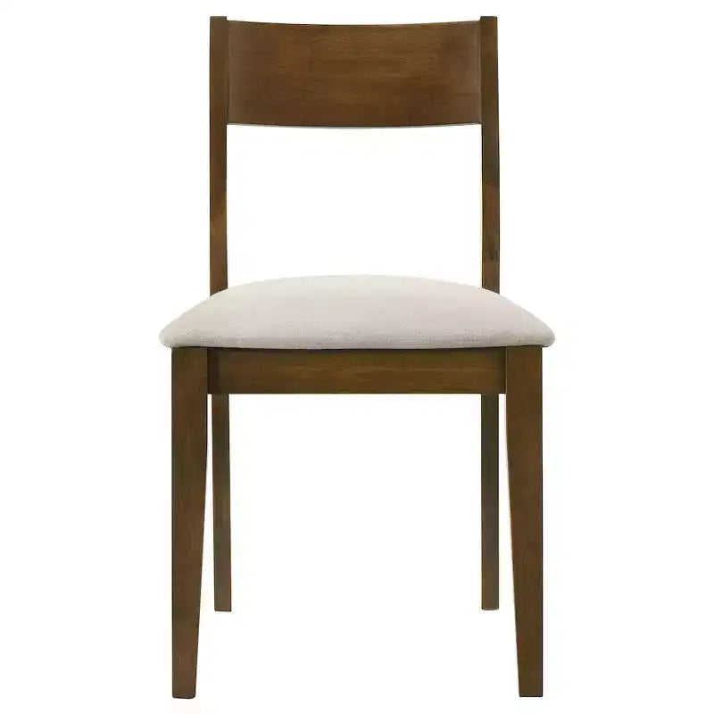 Silla de comedor tapizada con estructura de madera, marrón oscuro (juego de 2)