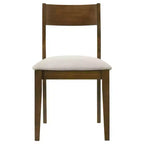Silla de comedor tapizada con estructura de madera, marrón oscuro (juego de 2)