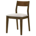 Silla de comedor tapizada con estructura de madera, marrón oscuro (juego de 2)