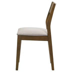 Silla de comedor tapizada con estructura de madera, marrón oscuro (juego de 2)