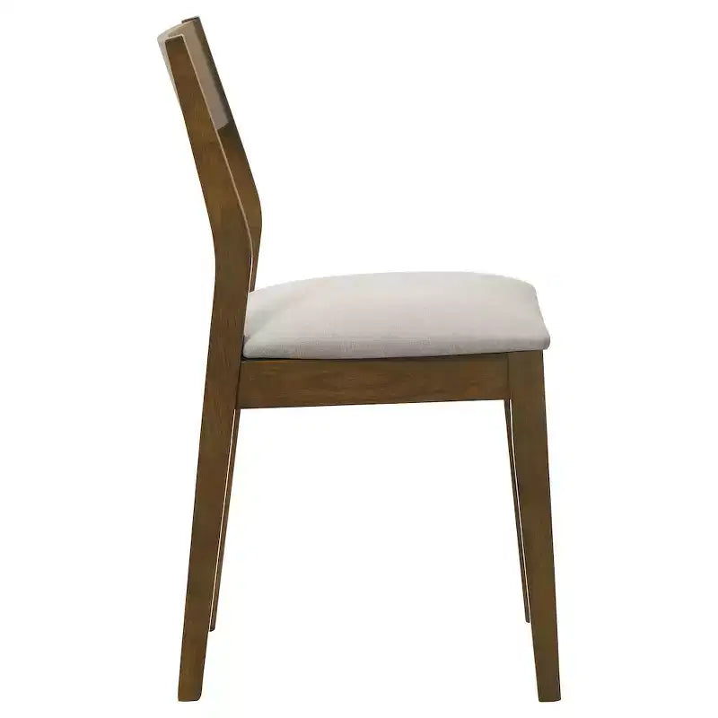 Silla de comedor tapizada con estructura de madera, marrón oscuro (juego de 2)