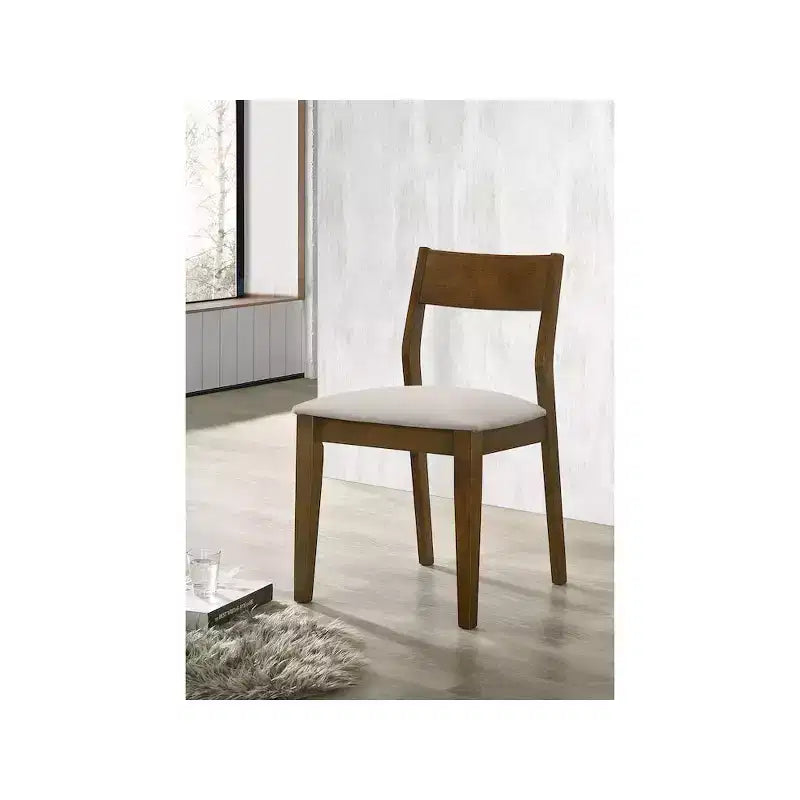 Silla de comedor tapizada con estructura de madera, marrón oscuro (juego de 2)