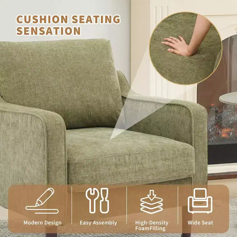Sillón decorativo de mediados de siglo con respaldo alto y tapicería de lino
