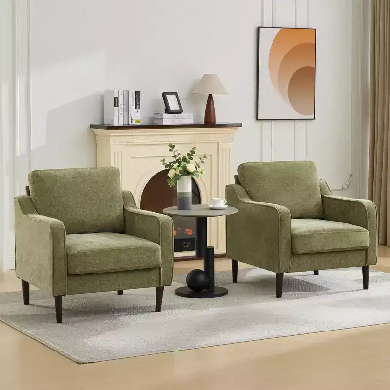 Sillón decorativo de mediados de siglo con respaldo alto y tapicería de lino