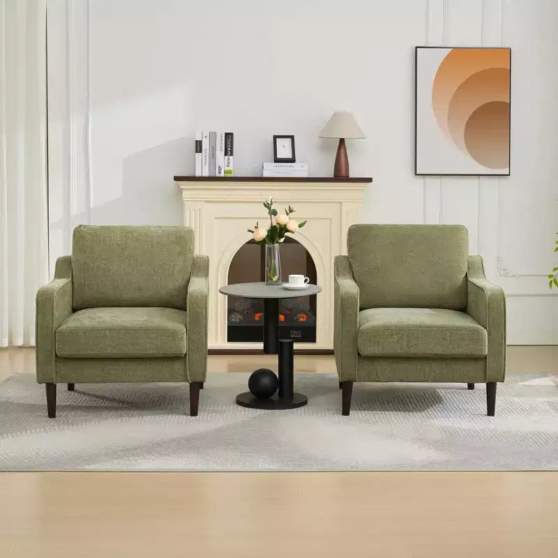 Sillón decorativo de mediados de siglo con respaldo alto y tapicería de lino