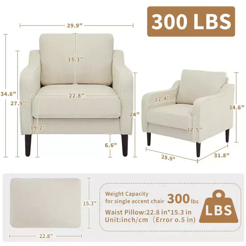 Sillón decorativo de mediados de siglo con respaldo alto y tapicería de lino
