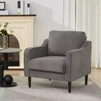Sillón decorativo de mediados de siglo con respaldo alto y tapicería de lino